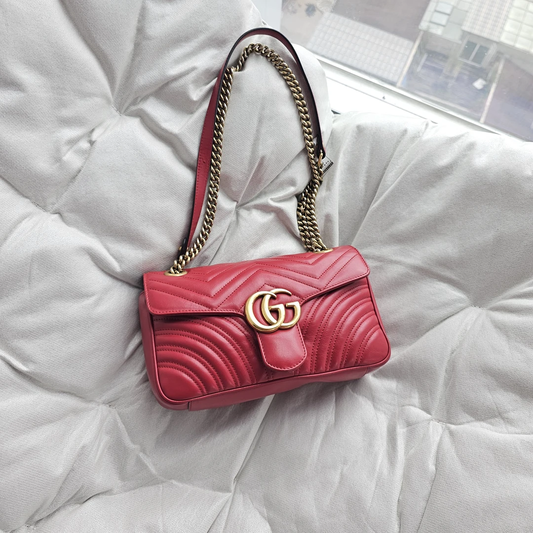 95新 GUCCI/古驰 801995 古驰26红金马蒙单肩包