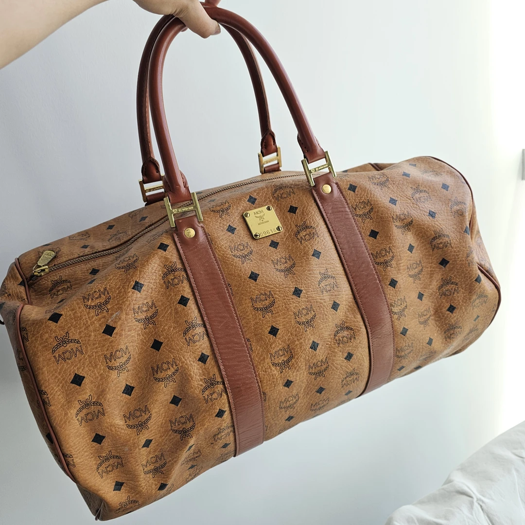 95新 MCM 802702 MCM干邑色大号旅行袋