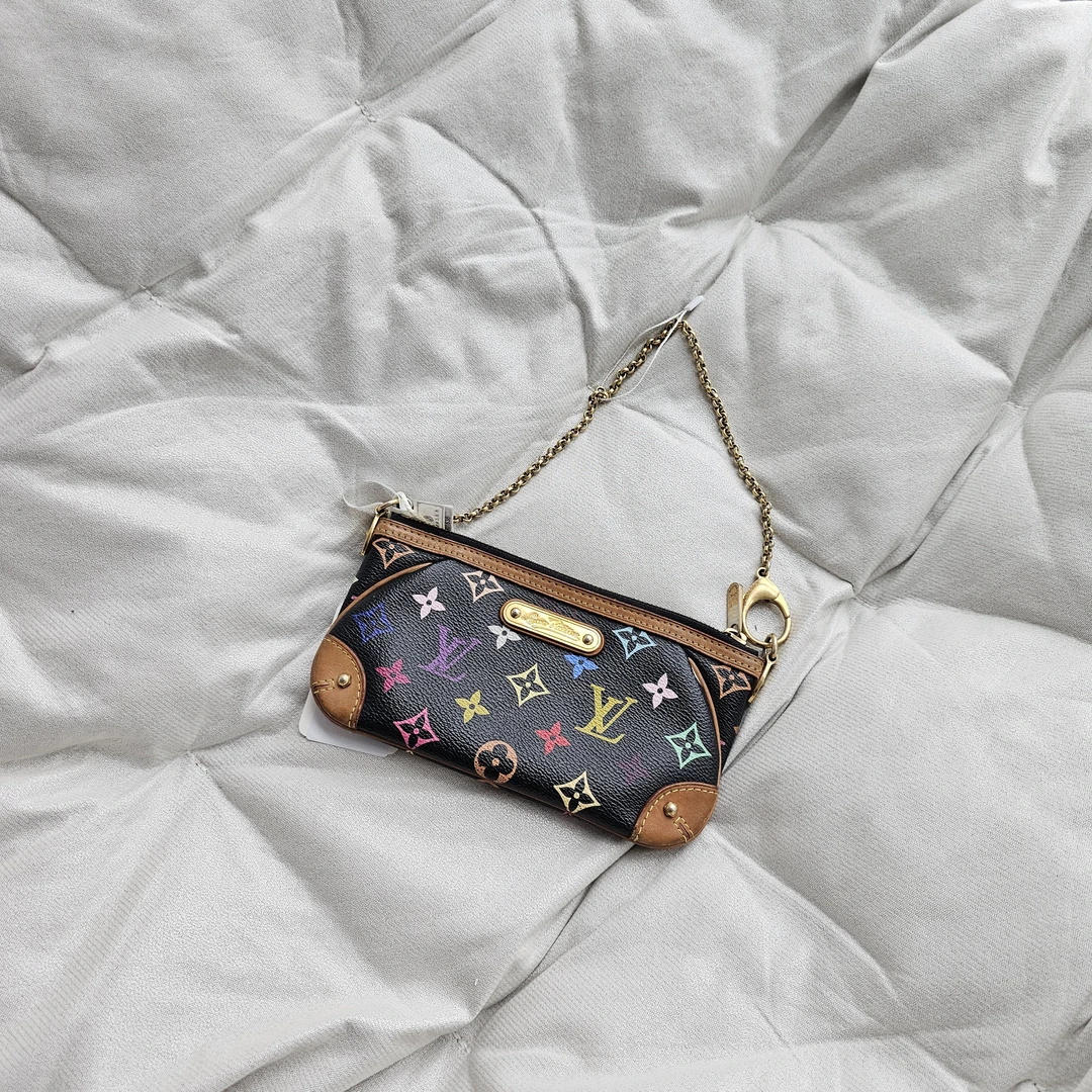 95新 LouisVuitton/路易威登 801638 lv黑三彩milla手提包