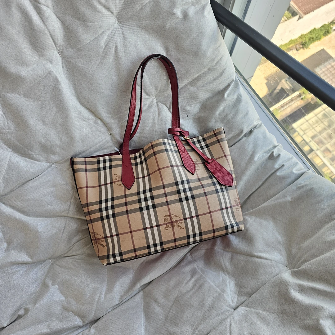 95新 BURBERRY/博柏利 802920  巴宝莉 红色格纹手提包
