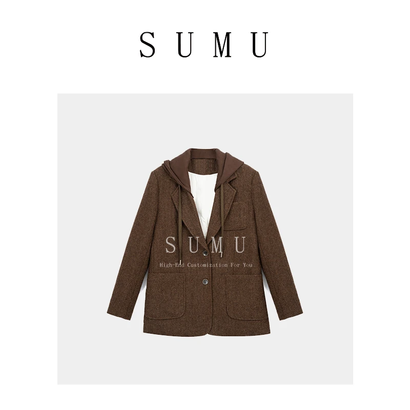 宿慕SUMU 连帽羽绒外套 1秋冬季2023新款时尚简约气质上衣3287