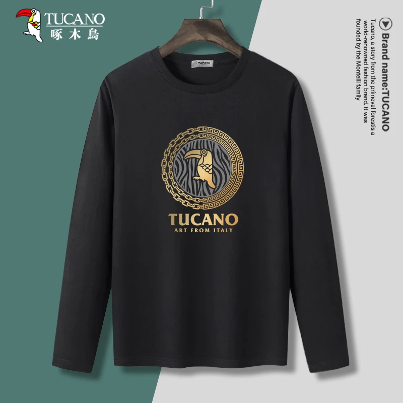 TUCANO/啄木鳥圆领棉款长袖T恤男士休闲宽松百搭潮流打底衫上衣男