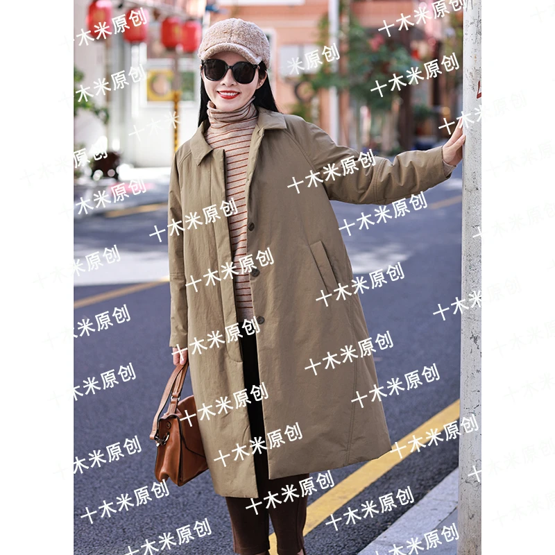 大地之歌~绿咖色/十木米原创冬季新款全棉百搭休闲棉服外套