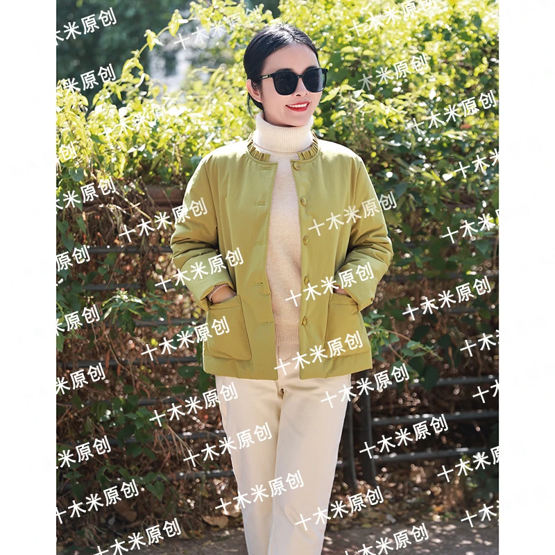 友谊歌/十木米原创冬季新款长绒棉木耳边领文艺百搭棉服外套女