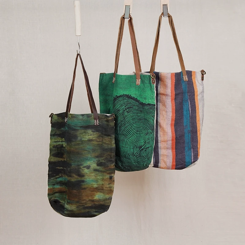 昨日重/现/十木米原创 夏款棉麻休闲袋四季通用大容量单肩包