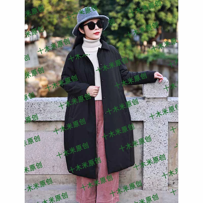 大地之歌~黑色/十木米原创冬季新款文艺百搭棉服外套
