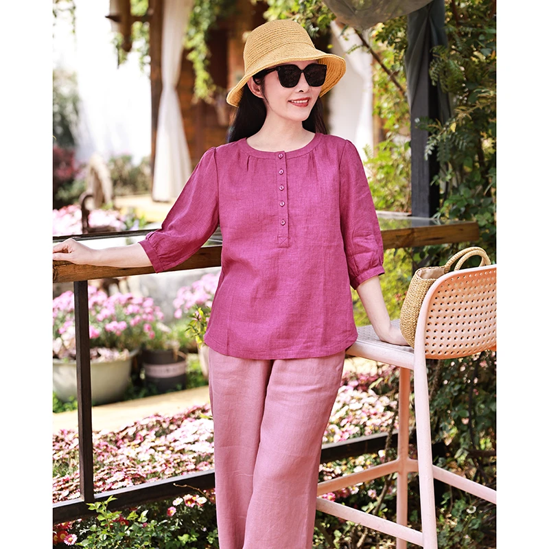 真心话/十木米原创夏季新款亚麻文艺百搭休闲衬衫上衣