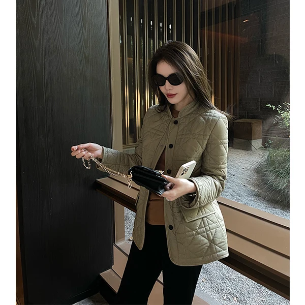 BIG WHITE REMADE“梅达尔曼”立领百搭简约菱形格棉服外套Z2023674