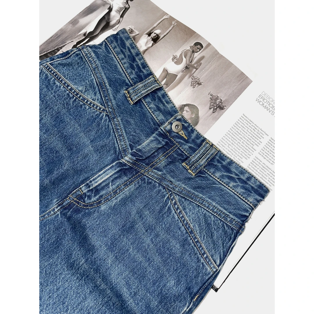 BIG WHITE REMADE新款复古牛仔裤阔腿高腰显瘦垂感直筒裤DB472