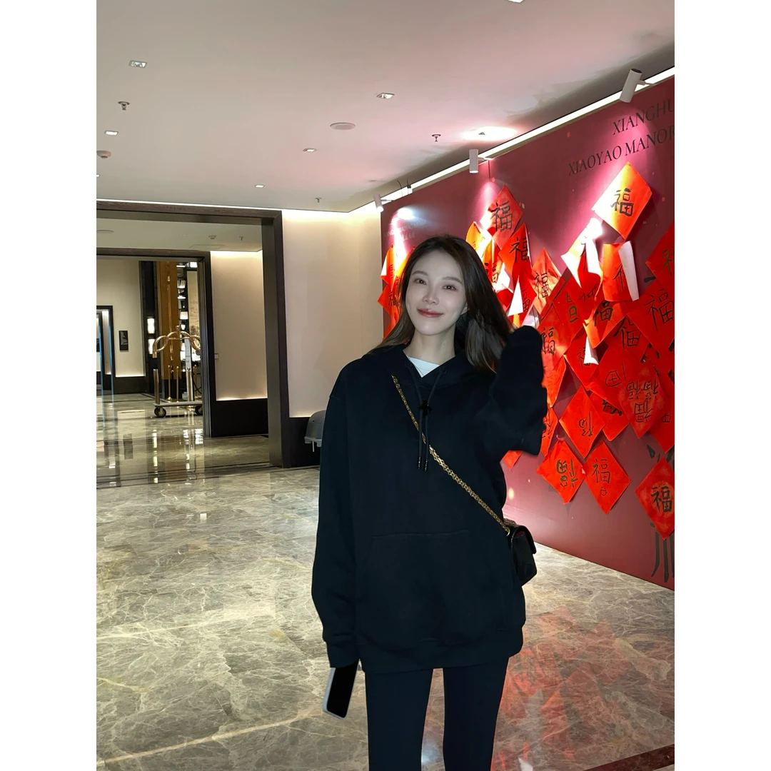 【大白咩BWR】时尚高级感经典百搭连帽卫衣R170