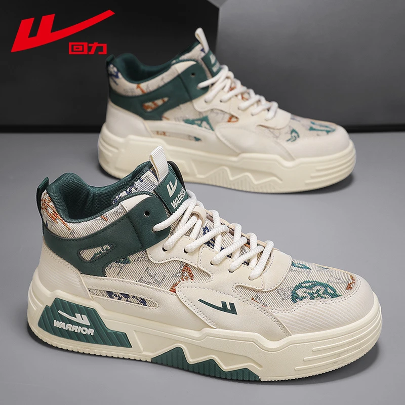 回力官方正版男鞋2024爆款厚底百搭板鞋男士透气时尚休闲高帮潮鞋