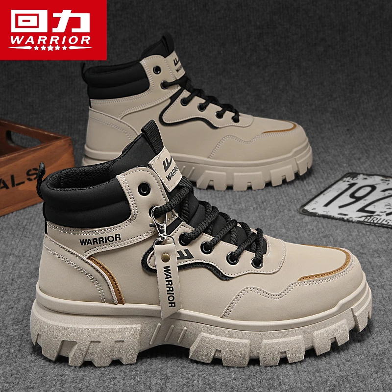 回力官方正版马丁靴男款冬季增高耐磨防滑高帮鞋男士复古工装潮鞋