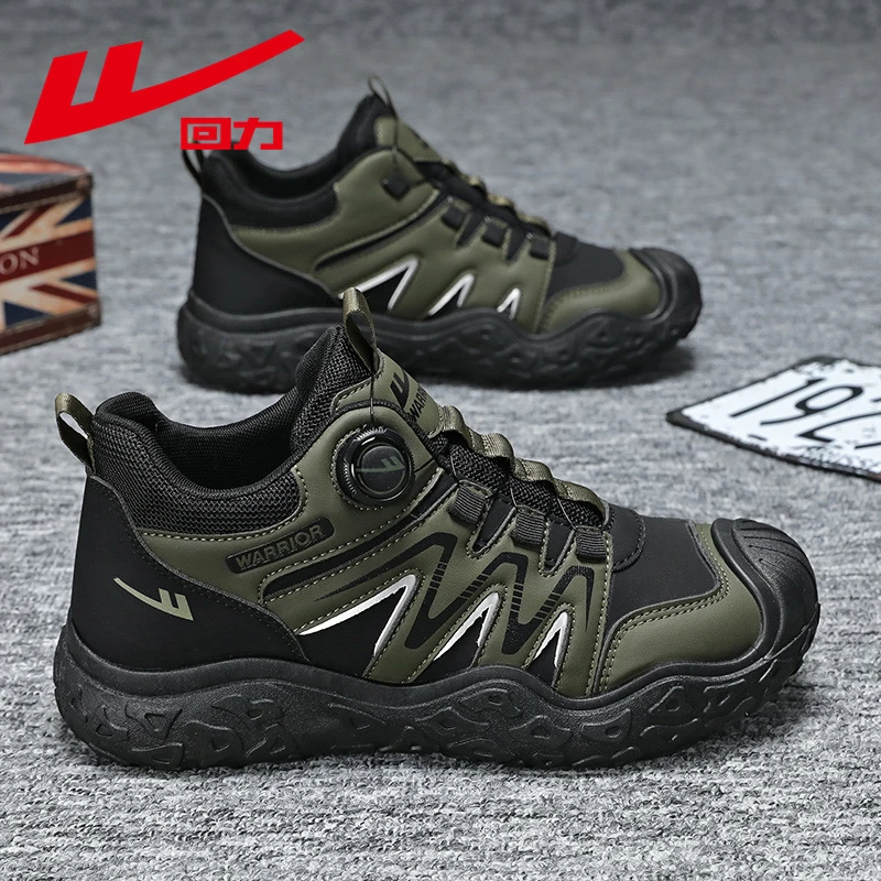 回力官方正版鞋子男款冬季旋转纽扣运动登山鞋男士耐磨防滑运动鞋
