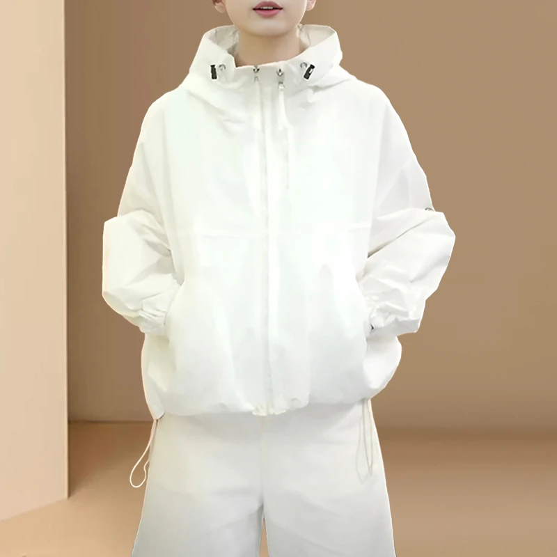 运动连帽冲锋衣女士2025春秋新款设计感宽松显瘦长袖工装风衣外套