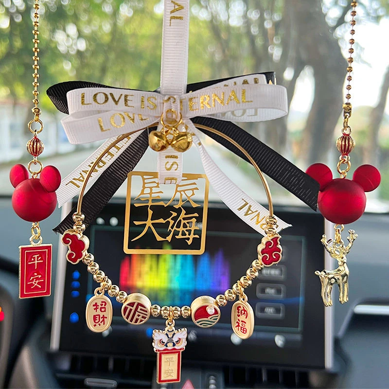 2023款汽车挂件平安喜乐网红米奇车内高档后视镜吊饰装饰品女神款