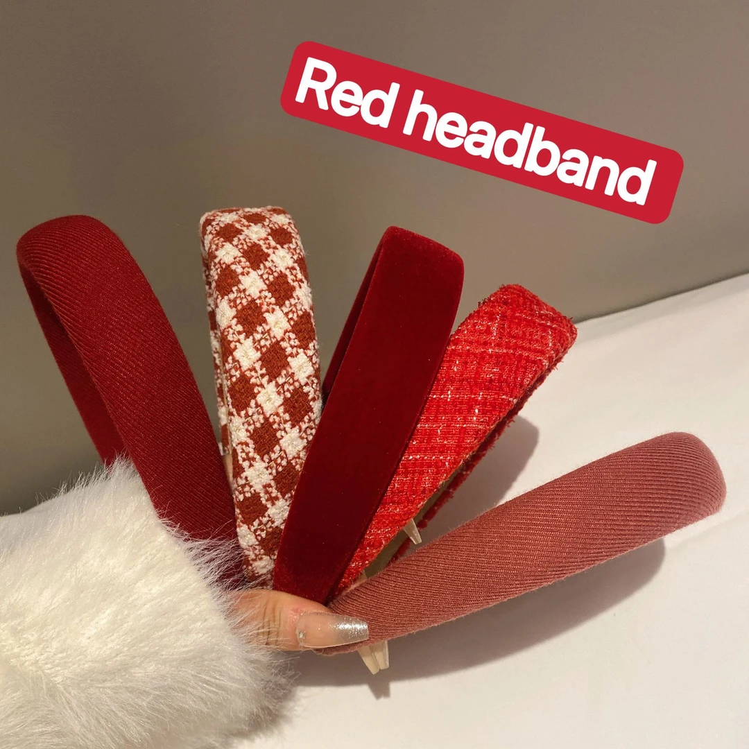 【肖然好物】9.9到手3个不重复-秋冬新年红色发箍女压发女款外出百