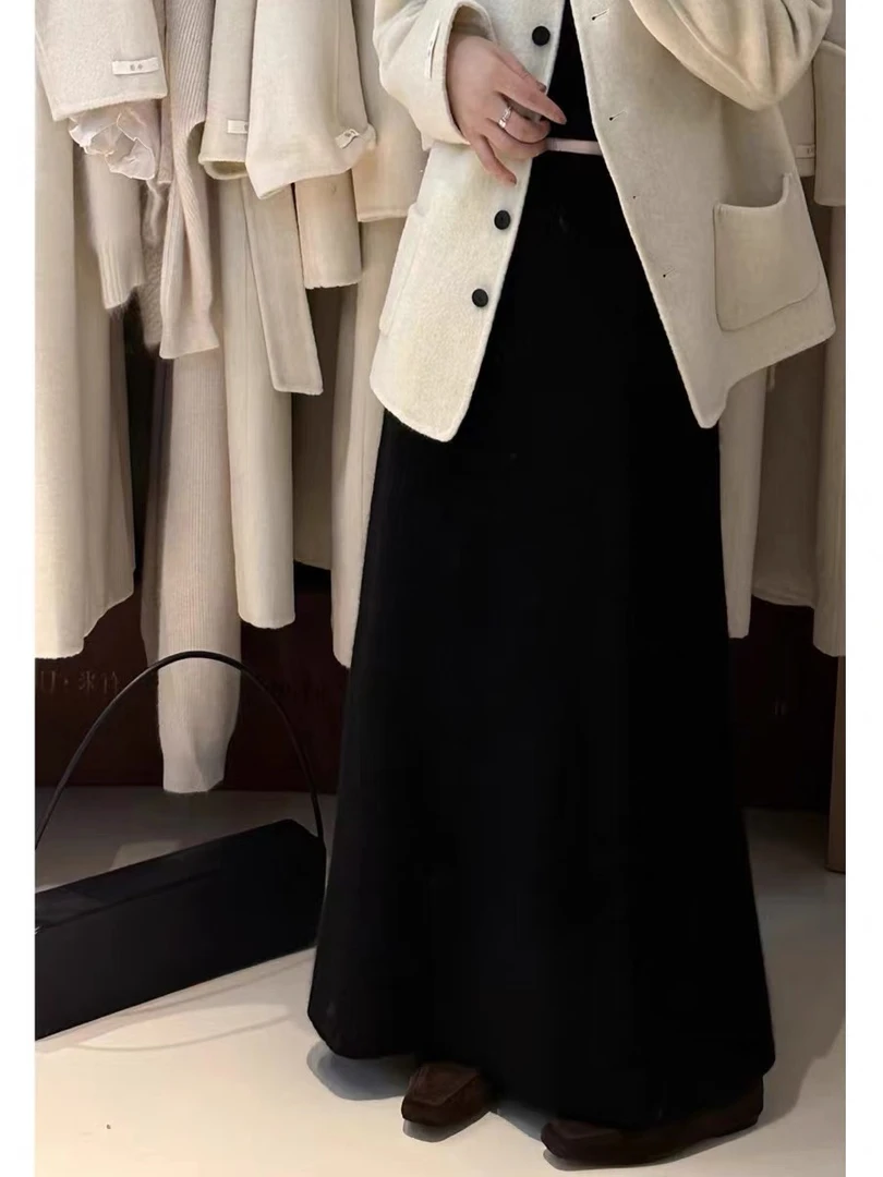 浣熊绒遮肉宽松时韩版尚百搭加厚秋冬气质显瘦A字版半身裙