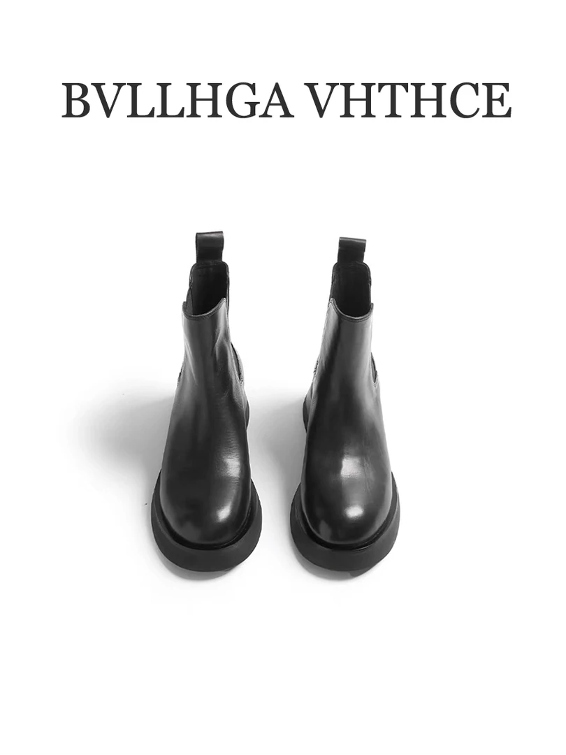BVLLHGA VHTHCE 新款胎牛圆头百搭时尚休闲切尔西女鞋112