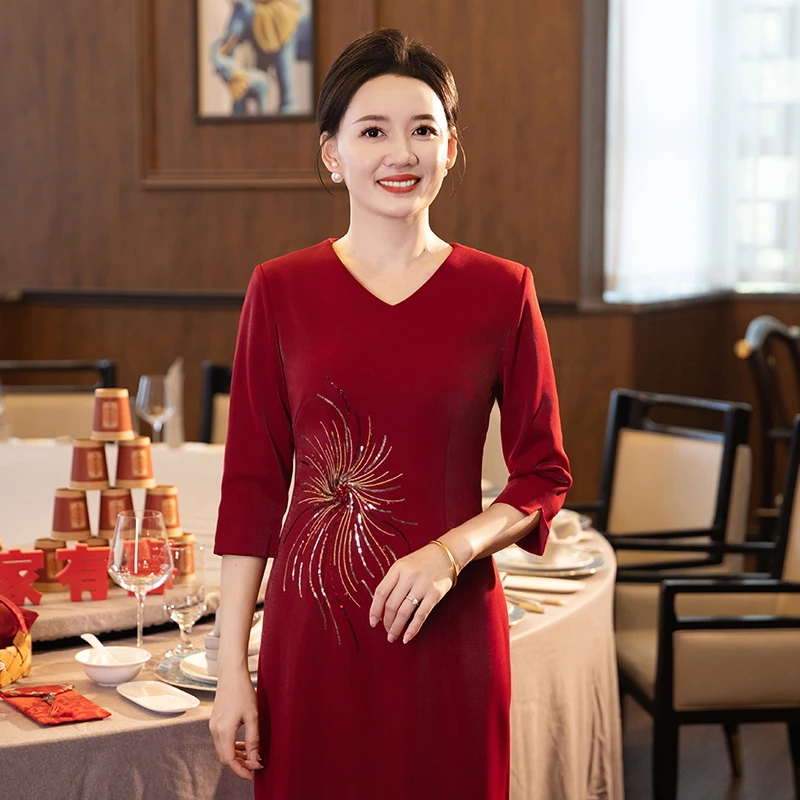 016 妈妈婚宴礼服高贵年轻喜婆婆旗袍蕾丝夏季小个子新娘气质款