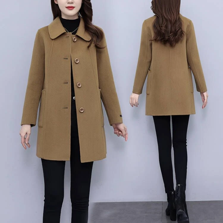 高端洋气加厚夹棉毛呢大衣女中长款2024冬新款韩版小个子呢子外套