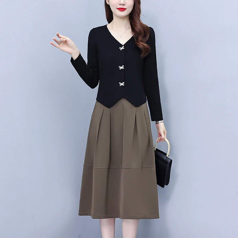 名媛高档两件套女装2025秋季新款时尚减龄韩版修身显瘦半身裙套装