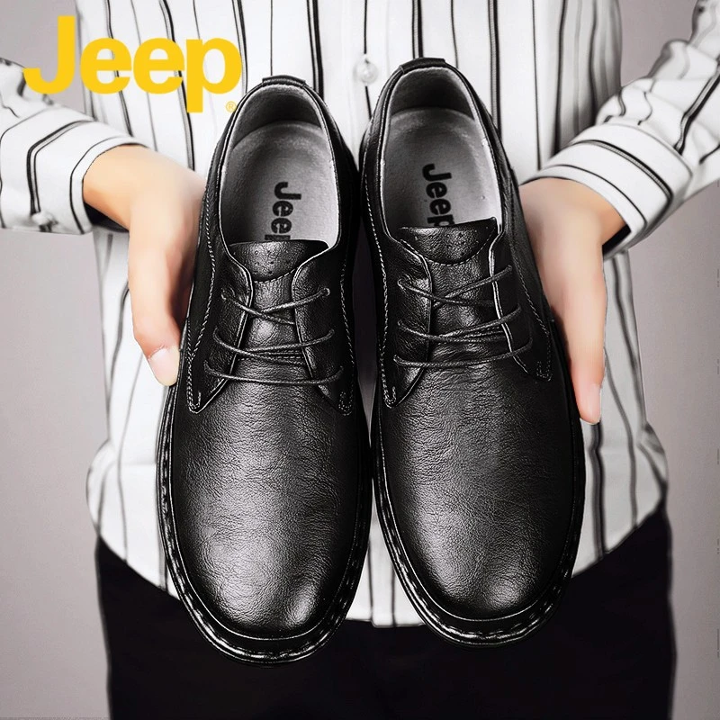 jeep吉普皮鞋男鞋秋季2024新款商务正装英伦品牌爆款休闲鞋子男士