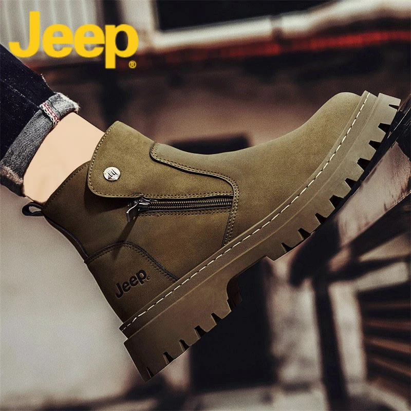 jeep吉普马丁靴男鞋春季款2025新款高帮品牌雪地工装靴子男士春季