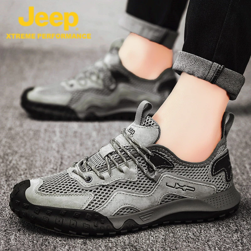 jeep吉普网面鞋男鞋秋季耐磨2024新款爆款镂空运动休闲鞋男士鞋子