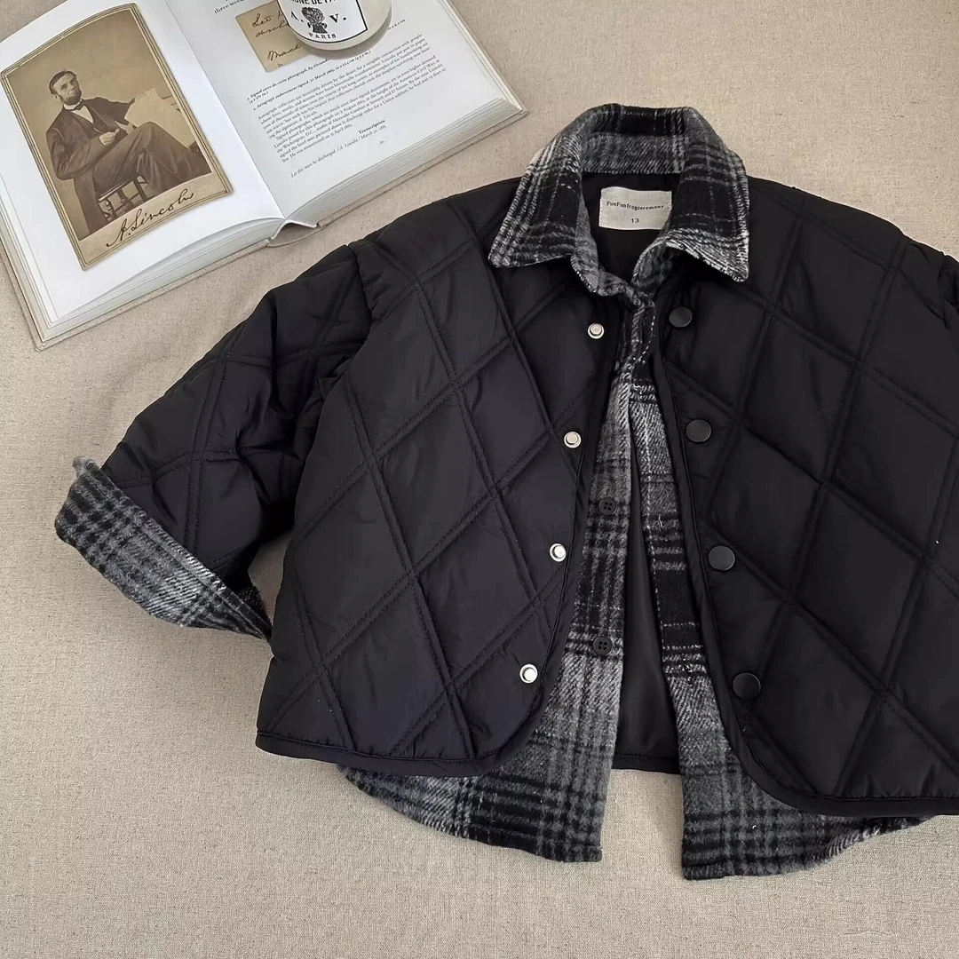 童装假两件上衣儿童羽绒棉服2024男童棉衣外套加厚小童冬季棉袄潮