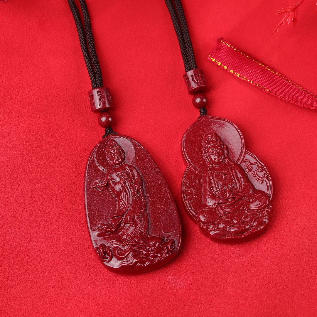 含辰砂工艺品正品朱砂高含量紫金砂观音吊坠男士经典观世音菩萨