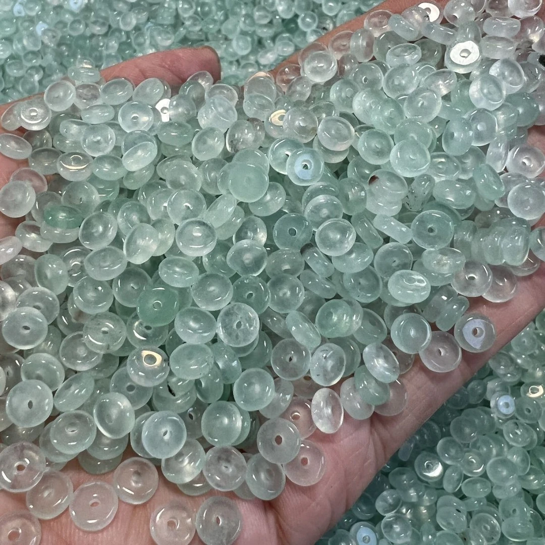 天青冻 DIY饰品配件6毫米浅油青翠玉平安扣隔珠隔片 散珠