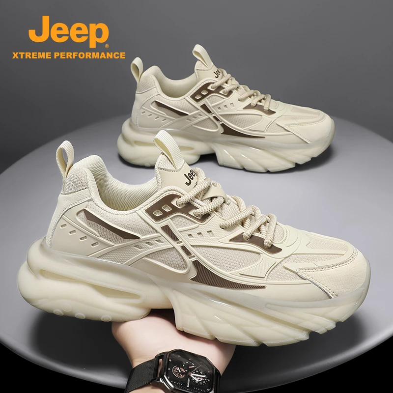 Jeep吉普男鞋冬季透气运动2025新款休闲厚底增高旅游百搭老爹潮鞋