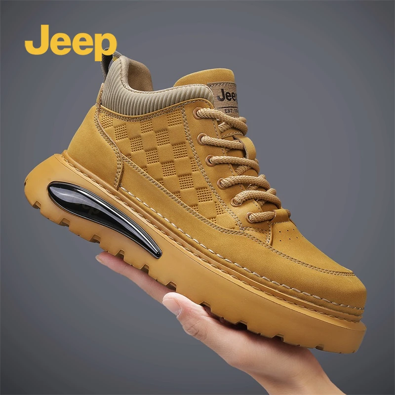 Jeep马丁靴男鞋2024新款秋季高帮英伦风男士户外沙漠劳保工装靴子