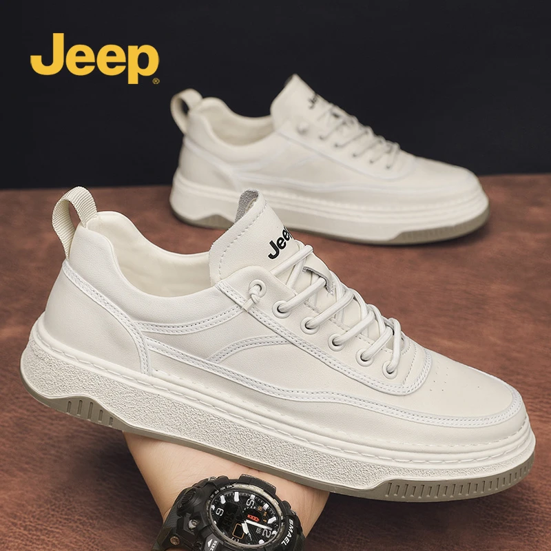 Jeep男鞋2025新款冬季防滑运动休闲板鞋高级感百搭飞行员小白鞋潮