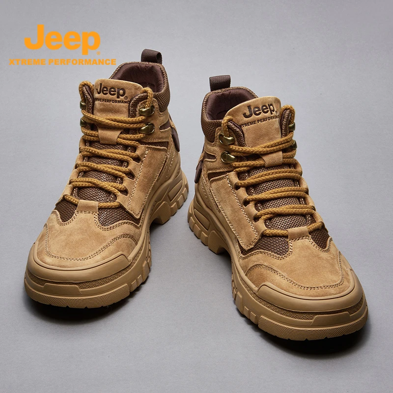 jeep吉普马丁靴男2025冬季新款高帮登山鞋男士复古工装大黄靴子男