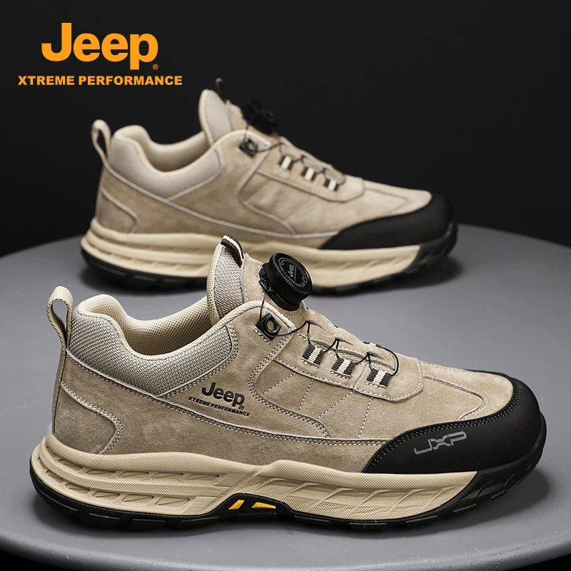 jeep吉普男鞋2025春季新款登山运动鞋男旋转扣防滑跑步户外休闲鞋