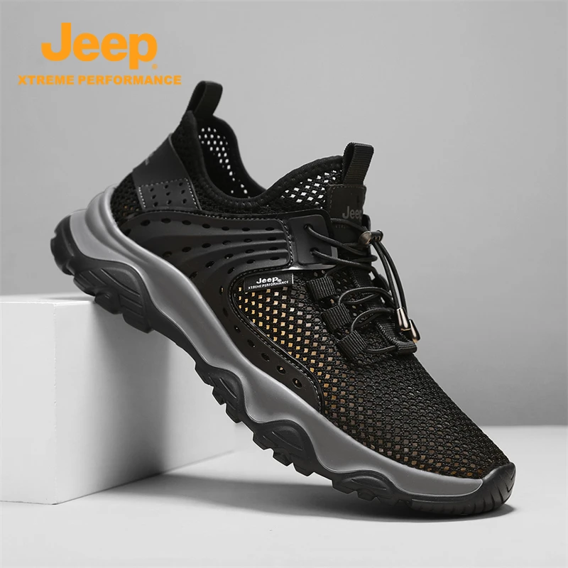 Jeep男鞋2025新款夏季透气网面鞋子男溯溪鞋镂空男士凉鞋运动鞋男