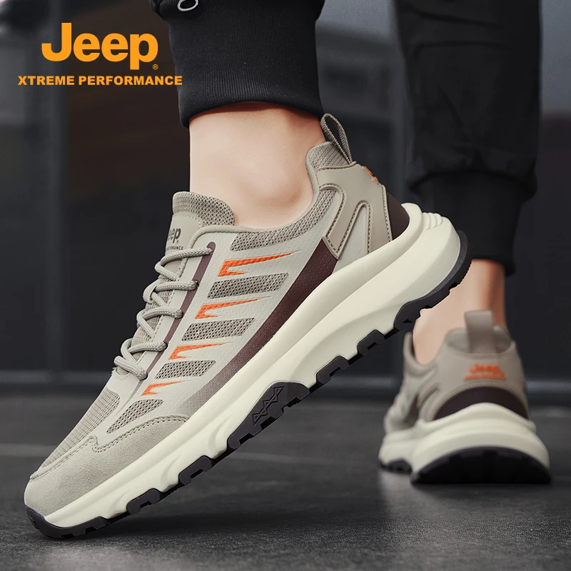 Jeep吉普男鞋2024夏季新款户外登山鞋网面休闲防滑耐磨运动老爹鞋