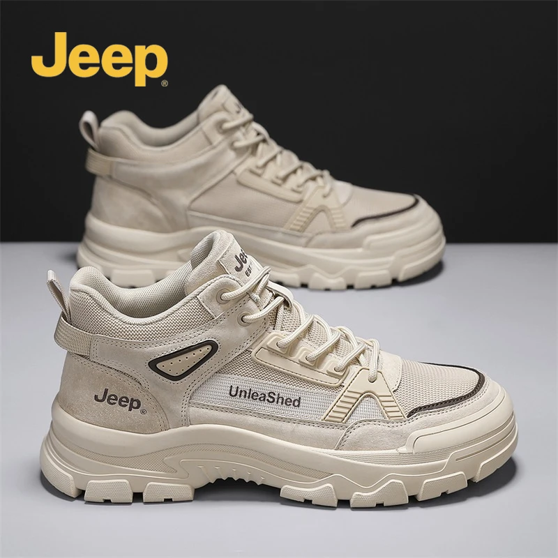 JEEP吉普秋冬新款马丁靴轻便防滑耐磨百搭时尚潮流休闲男鞋高帮鞋