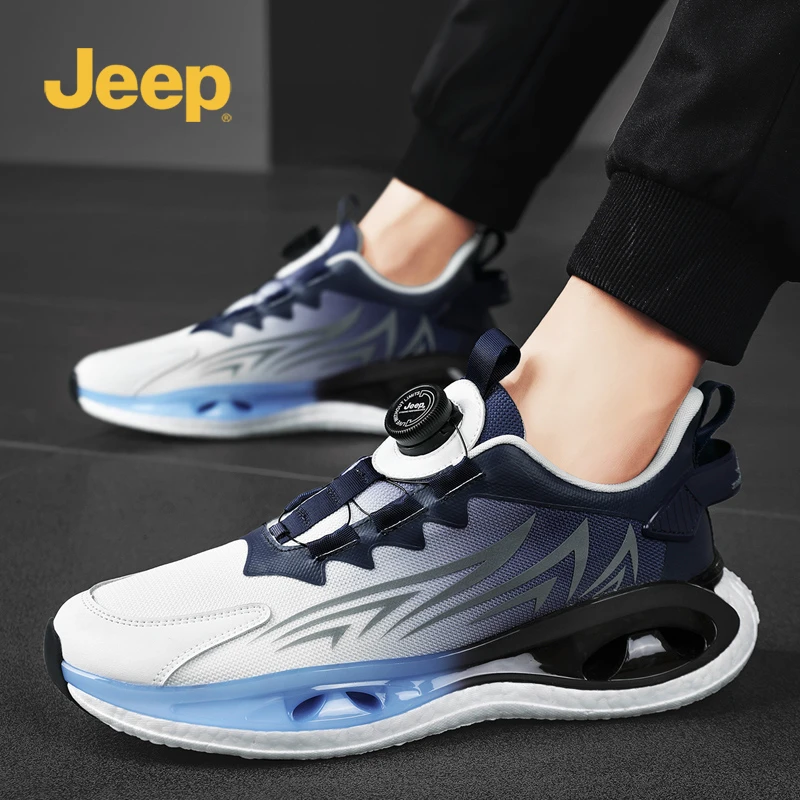 jeep椰子男鞋2025新款冬季旋转纽扣轻便运动跑步学生软底减震潮鞋