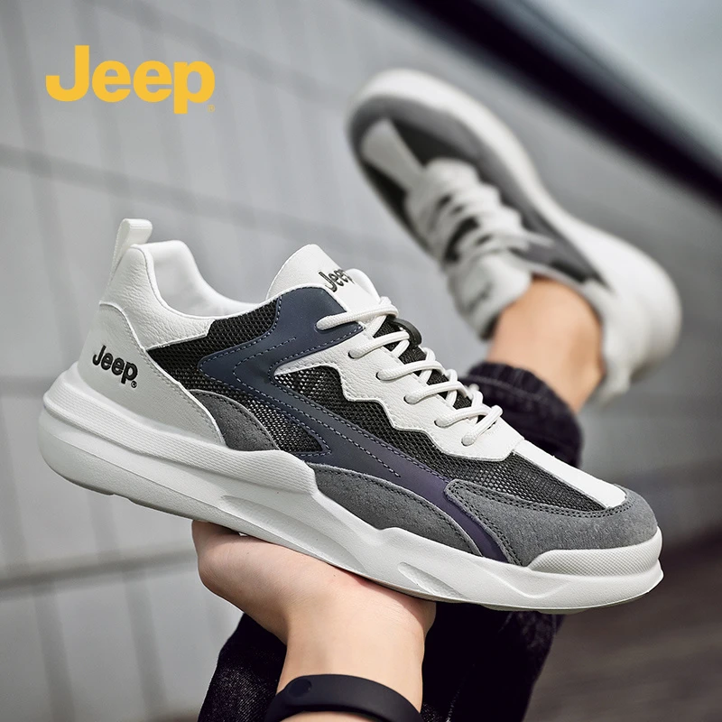 jeep吉普男鞋2025冬季新款网面运动休闲鞋男镂空透气薄款登山网鞋