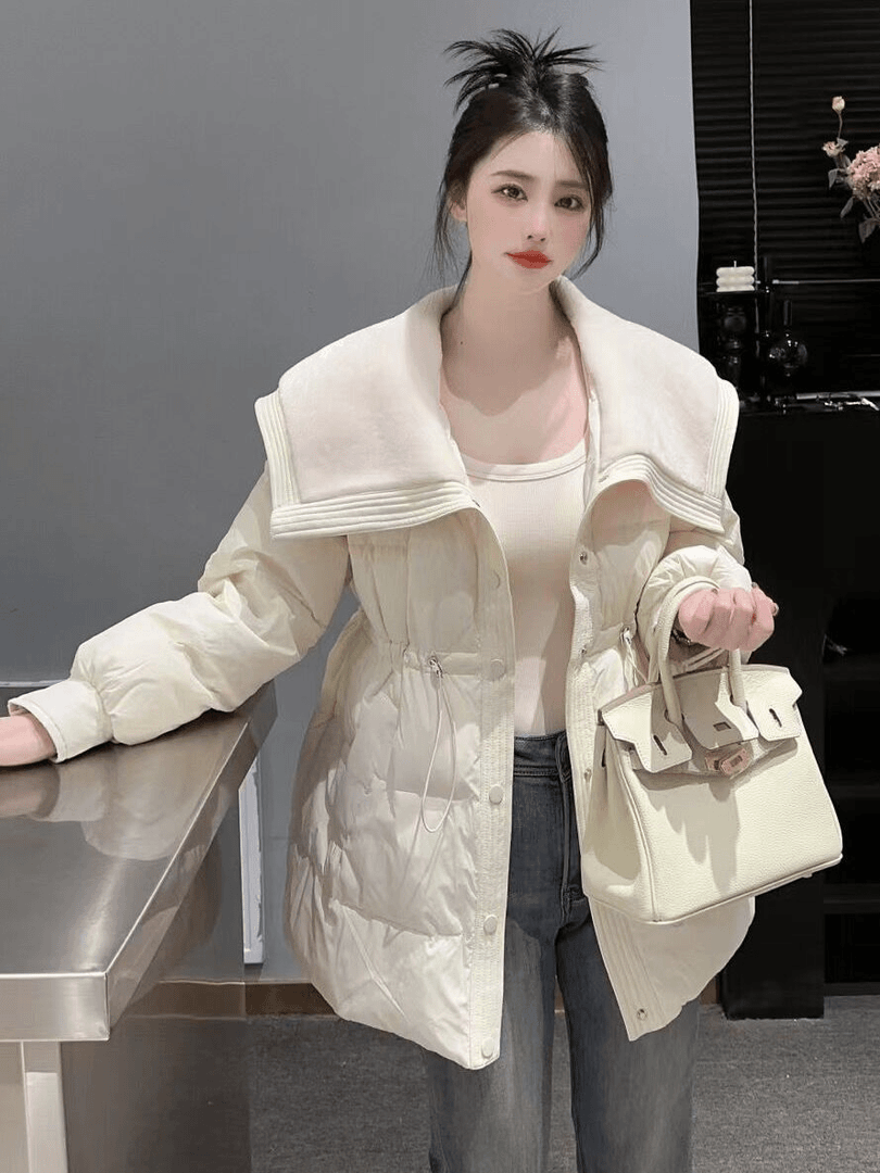 2023冬季新款大洋气保暖白女中长款小香风加厚小个子外套