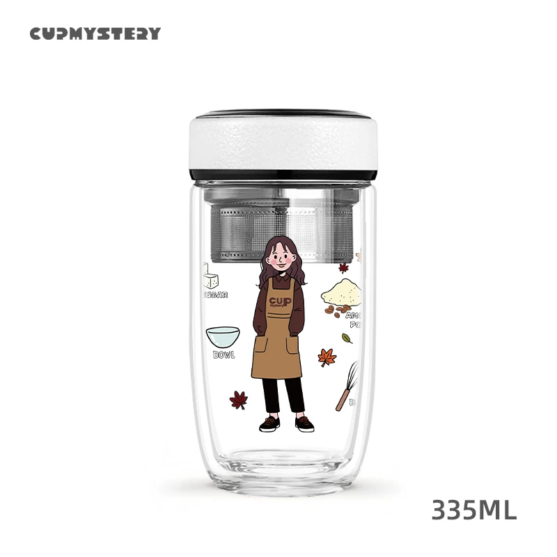 CupMystery原创双层玻璃杯可爱女生高颜值水杯耐热防烫家用杯子