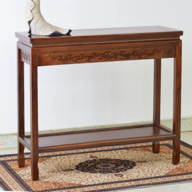 花架实木鱼缸架底座奇石桌摆件多层盆景中式长桌榆木花盆置物简约