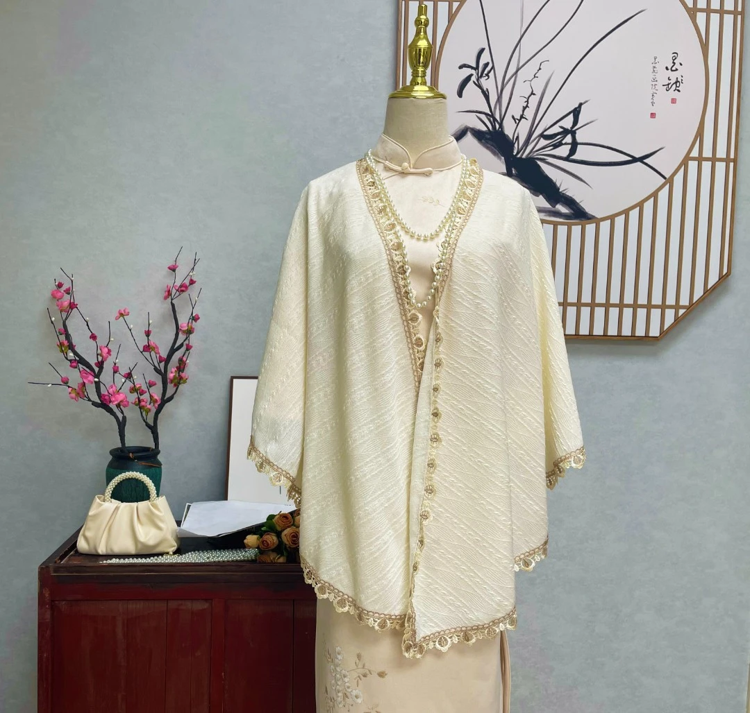 少女风优雅旗袍披肩百搭款文艺日常中国风蕾丝宽松时尚气质复古