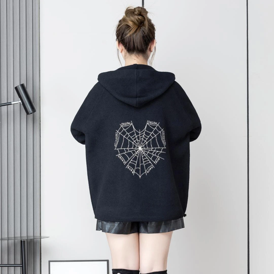 胖华大码秋冬显瘦连帽针织外套22908洋气长袖开衫时尚百搭休闲