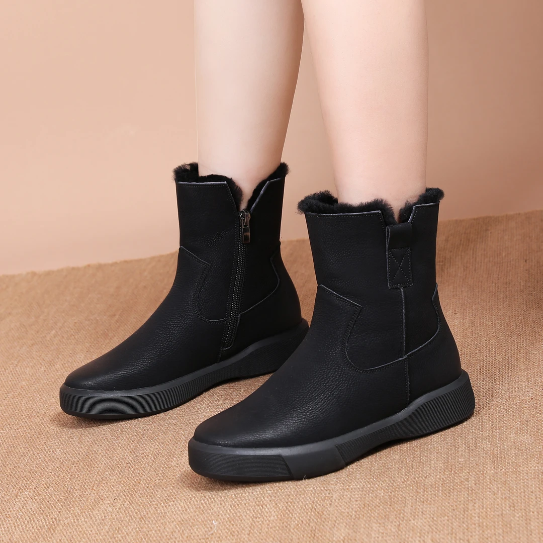 皮毛一体雪地靴女加绒保暖2025年冬季新款防滑大棉羊毛真皮女鞋