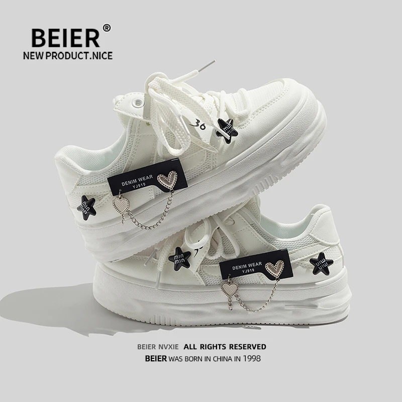 BEIER圆头日系小白鞋女新款板鞋小众百搭学生休闲鞋潮女鞋88-603