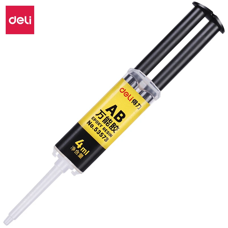 得力(deli)4ml针管型AB胶 自动混合强力型胶(可粘金属陶瓷) 53573