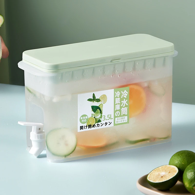 冰箱冷水壶带龙头饮料桶水果茶桶家用大口径大容量带冰格凉水桶